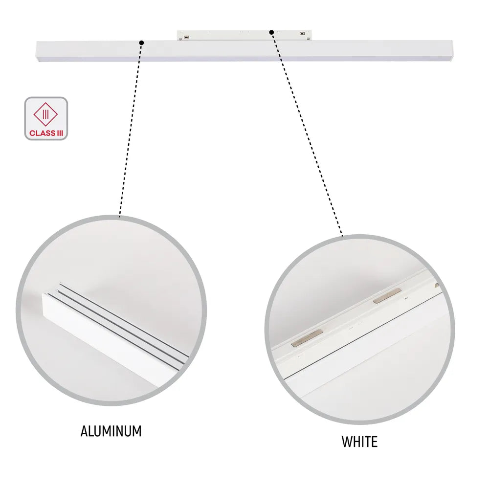 Size and technical specs of the Sv.LED Magnetic MAG-01 20W 48V 4000K WHITE TRACK(TEKLED)-169-03012-169-03012