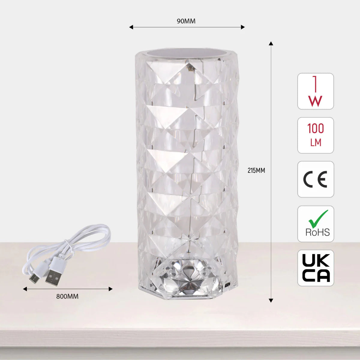 Круглый LED-лампа на столе, идеальна для спальни в современном стиле, создает уютное освещение с эффектом хрусталя.