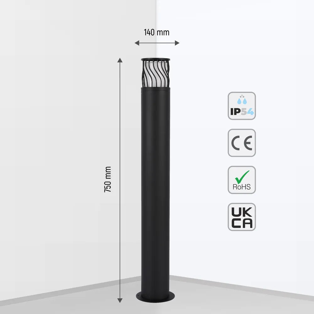 Size and technical specs of the Twilight Wave LED Pathway Bollard Light-257-03062