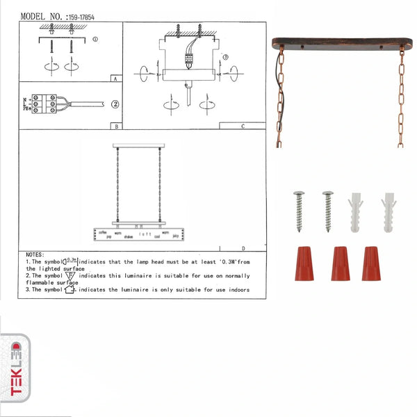 Техническая инструкция для железной индустриальной люстры на 4 лампы E27, предназначенной для современных интерьеров.