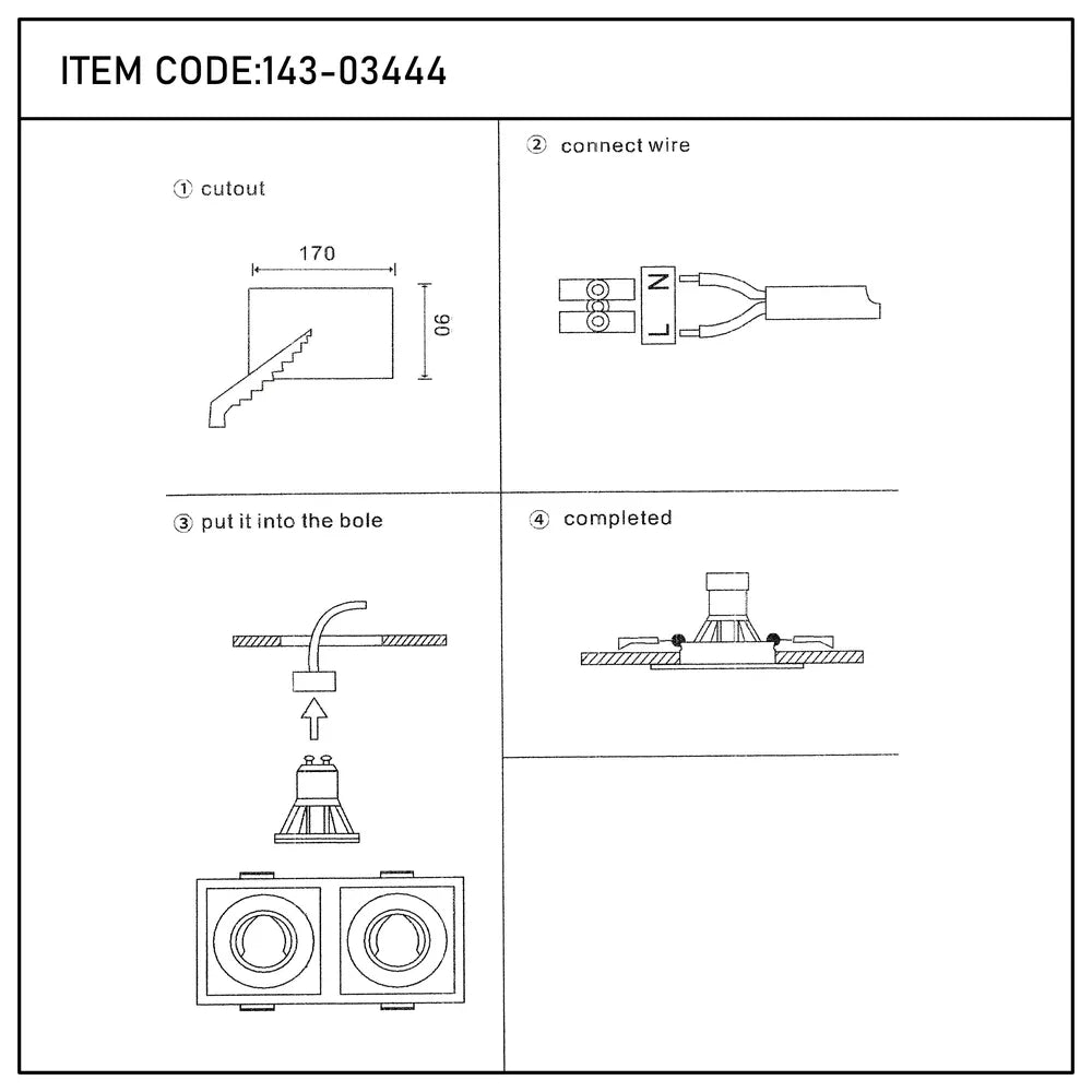 User manual for Valiant Tiltable Square GU10 Downlight-143-03444