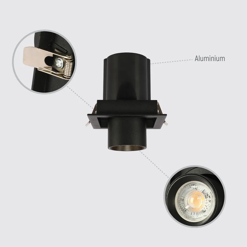 Details of the Vortex Retractable Recessed Swivel Spotlight-172-03146